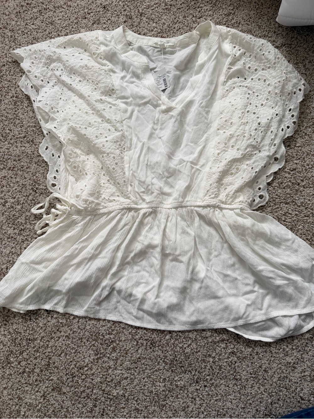 Maurices White Eyelet Peplum Blouse